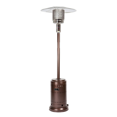 Fire Sense Patio Heater with Wheels 46,000 BTU Output Electronic Ignition System Propane Heater-aged chestnut