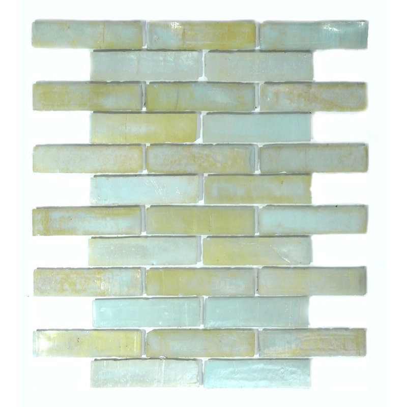 Carreau de mosaïque de verre en bambou bleu 1 po x 4 po