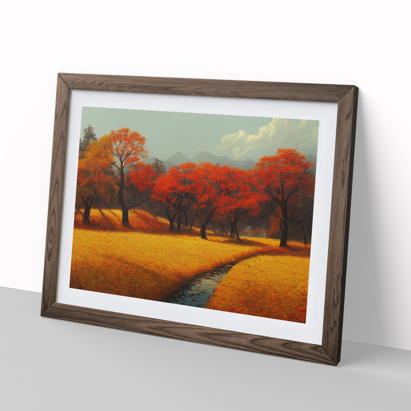 Unreal Autumn Forest - Framed Print, 46cm H x 64cm W x 2cm D, Walnut