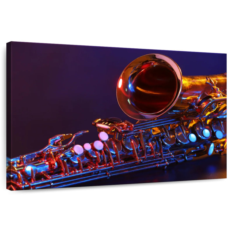 Saxophone doré Abarca, H 26 po x l 39 po