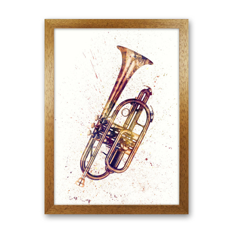 Cornet Music by Michael Tompsett - Print, 46cm H x 34cm W x 3cm D, Brown Framed