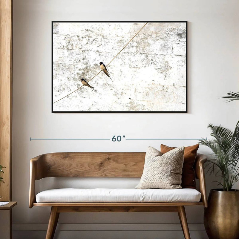 Swallow Songbirds, 46 po x 31 po, Cadre flottant noir