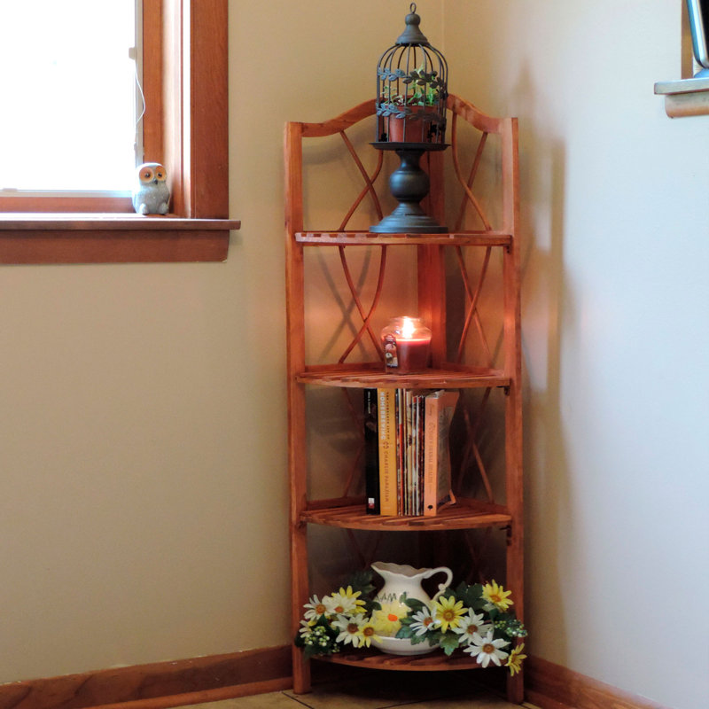 Lavish Home Wooden Folding Corner Bookcase