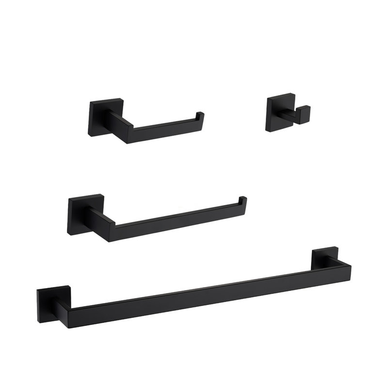 4 - Piece Bathroom Hardware Set, Matte Black