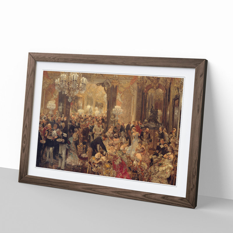 Dinner at the Ball by Adolph Menzel - Picture Frame Painting, Walnut Framed, 36cm H x 48cm W x 2cm D