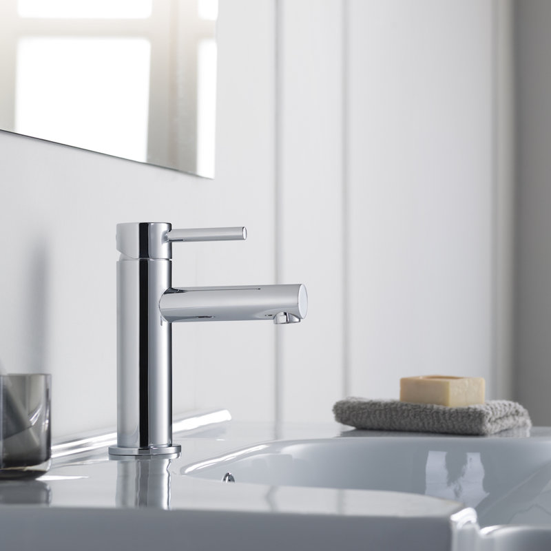 Blossom Single Hole Bathroom Faucet – Solid Brass Single Handle Vanity Sink Faucet with High Arc Spout, Drip-Free Cartridge, and Water Supply Hose