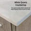 Meuble-lavabo double l 60 po x P 20 po, comptoir en quartz blanc-105837285