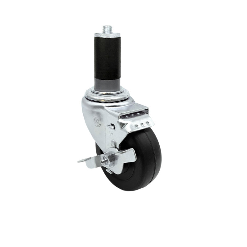 Roue dure en caoutchouc dur pivotante extensible de 1 1/4 po avec frein