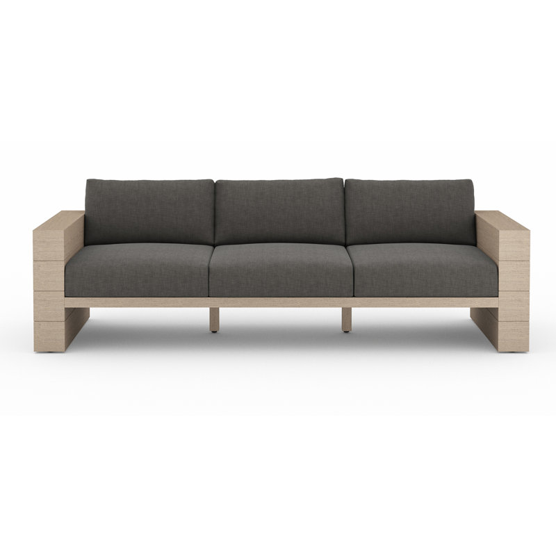 Tsubaki 96" Wide Patio Sofa, Washed Brown, Charcoal Polypropylene/Olefin