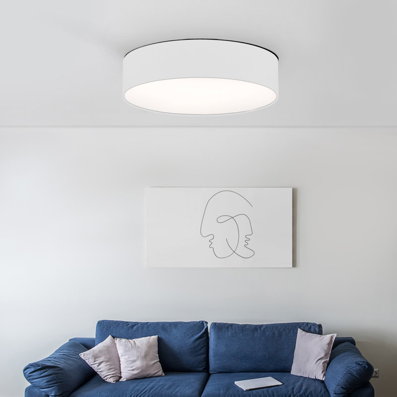 Parvin Fabric Flush Mount, White, 13cm H x 51cm W x 51cm D