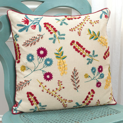 Embroidered Cotton Reversible Pillow Insert