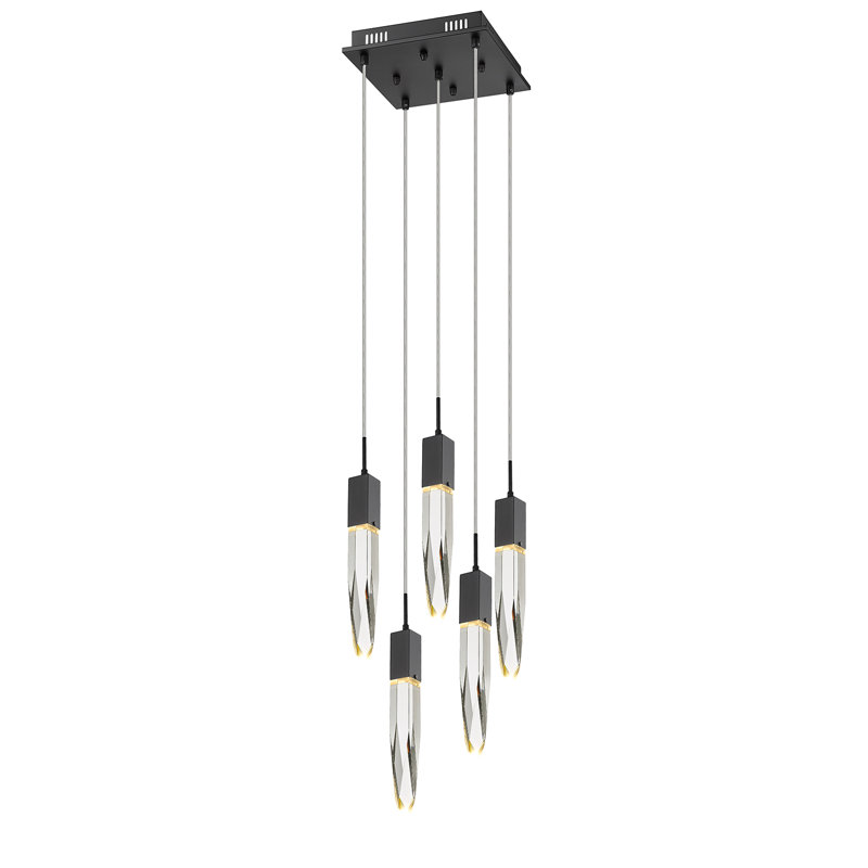 Aspen 5 - Light Pendant, Matte Black, Clear Glacier K9