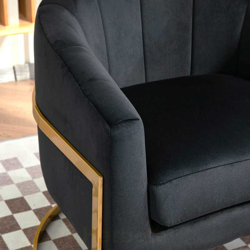 Fauteuil d'appoint rembourré de luxe avec cadre en velours, fauteuil de coiffeuse polyvalent et polyvalent pour l'intérieur et la maison