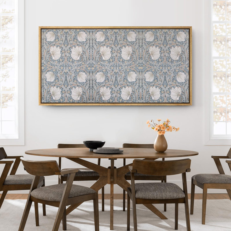 Abstrait botanique abstrait, élégant motif botanique floral classique, reproduction sur toile, H 30 po x l 60 po, Naturel