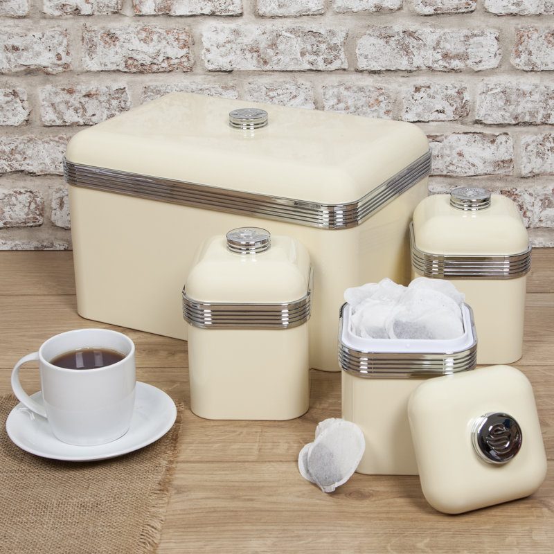 Bread Bin and Canisters Set, Cream