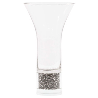 Vase en cristal Sparkles Home | Base de verre remplie de strass | Cadeau de décoration de table 9 pouces