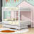 Full Over Full Metal Bunk Bed With Twin Trundle, Ladder And Guardrails-1210731551