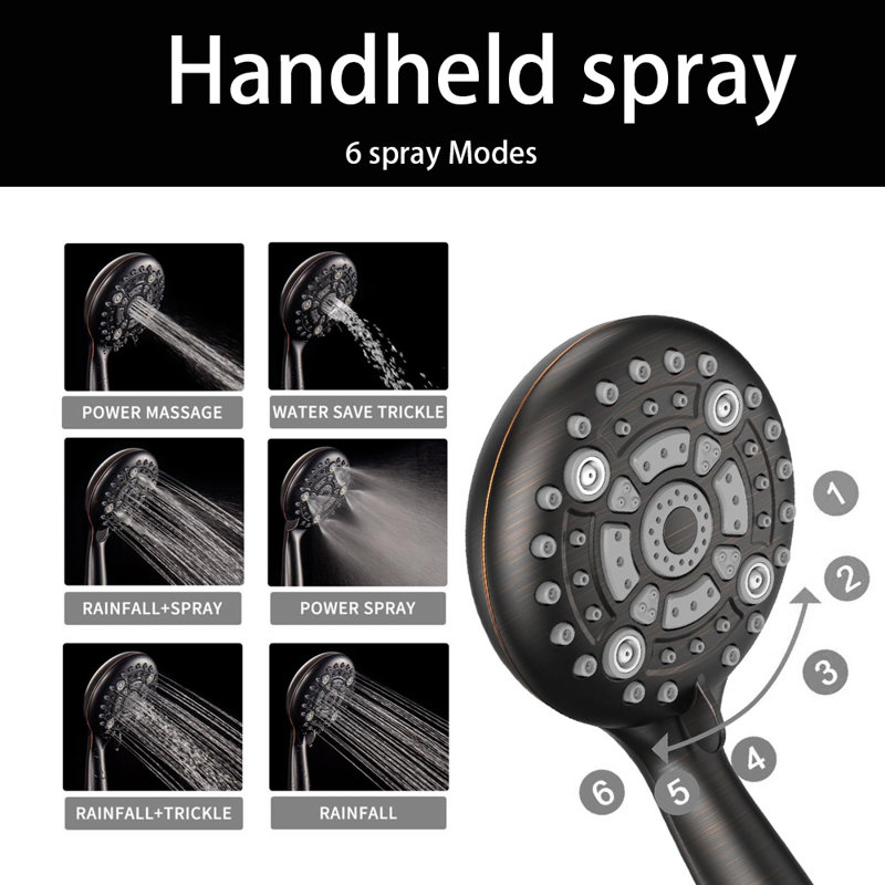 10 Inch Rainfall Shower Head With Handheld Combo Set With Slide Bar, Oil Rubbed Bronze