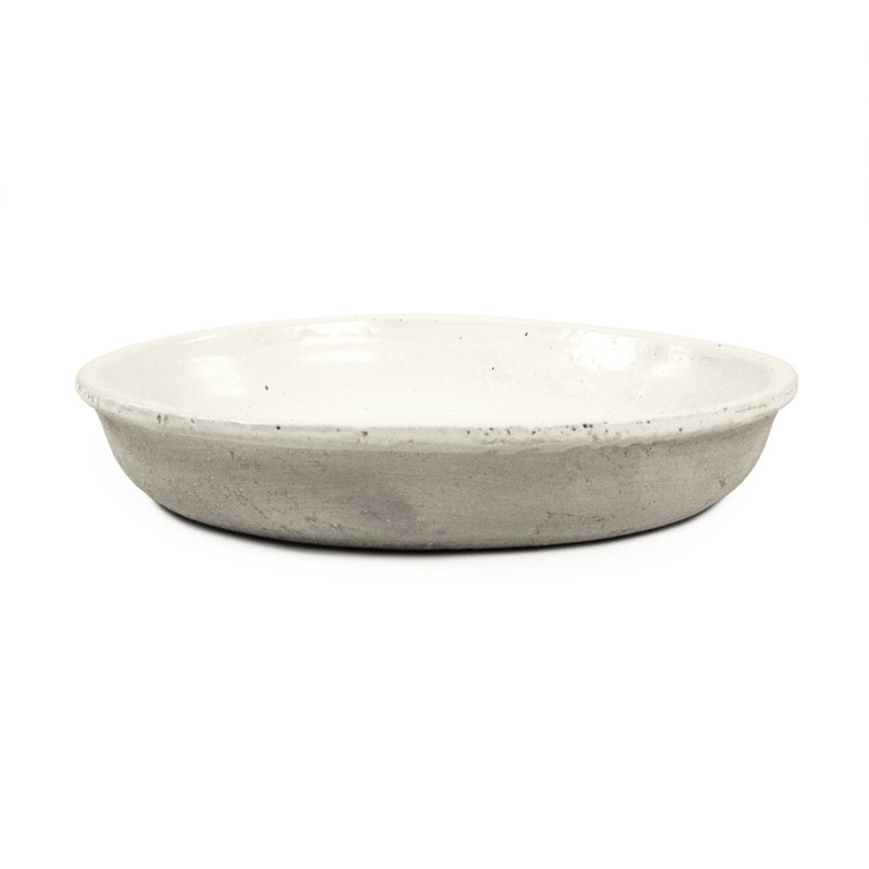 Assiette blanche Manistee patinée: petite, H 3 po x l 15 po x P 15 po