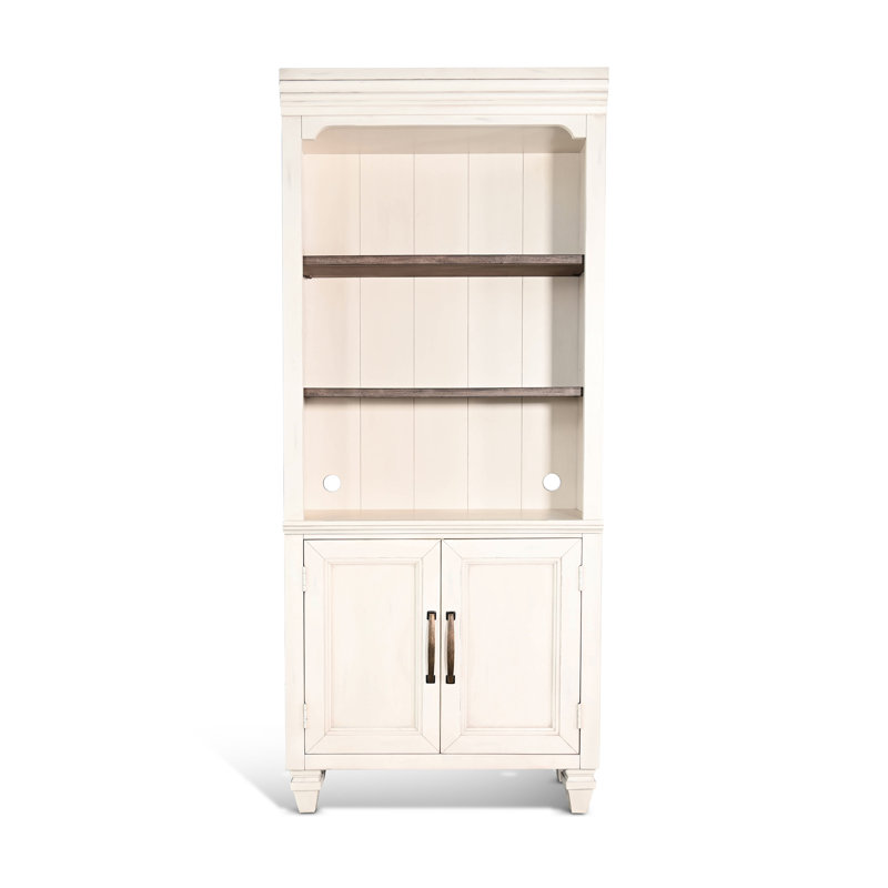 Large White Bookcase with Doors 32" W x 14" D x 76" H