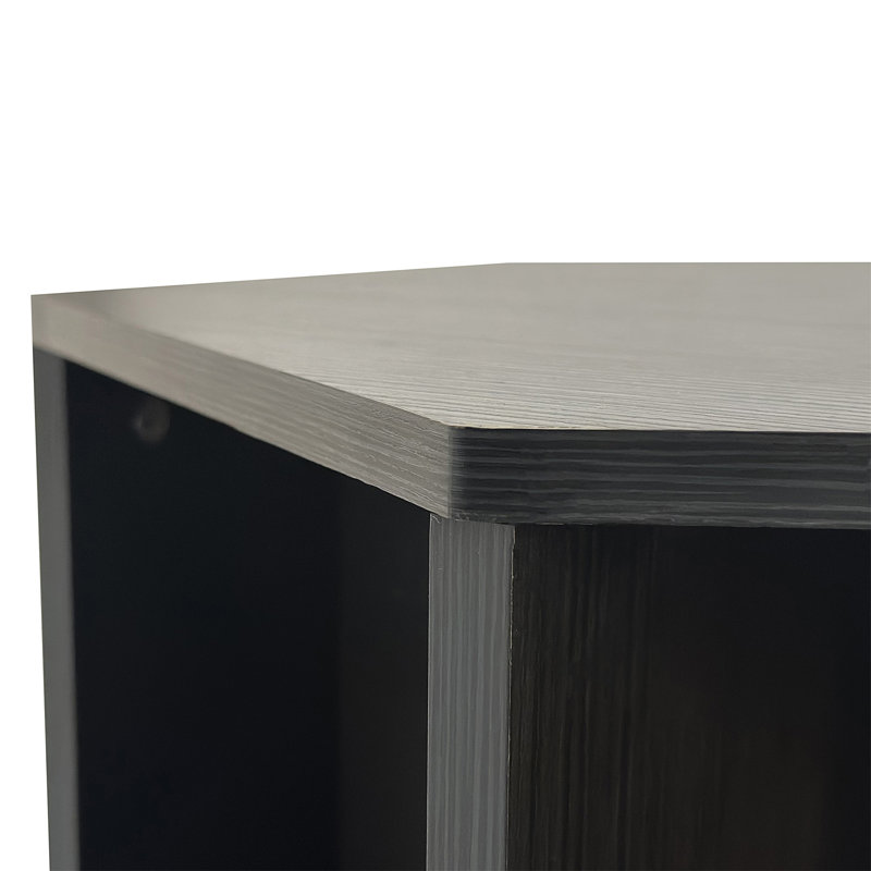 Table basse hexagonale en bois 47,24 po avec espace de rangement., Brun-noir