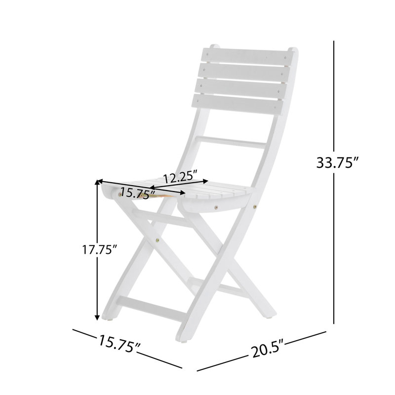 Chaise de salle à manger d'extérieur pliante en bois d'acacia (ensemble de 2), Blanc