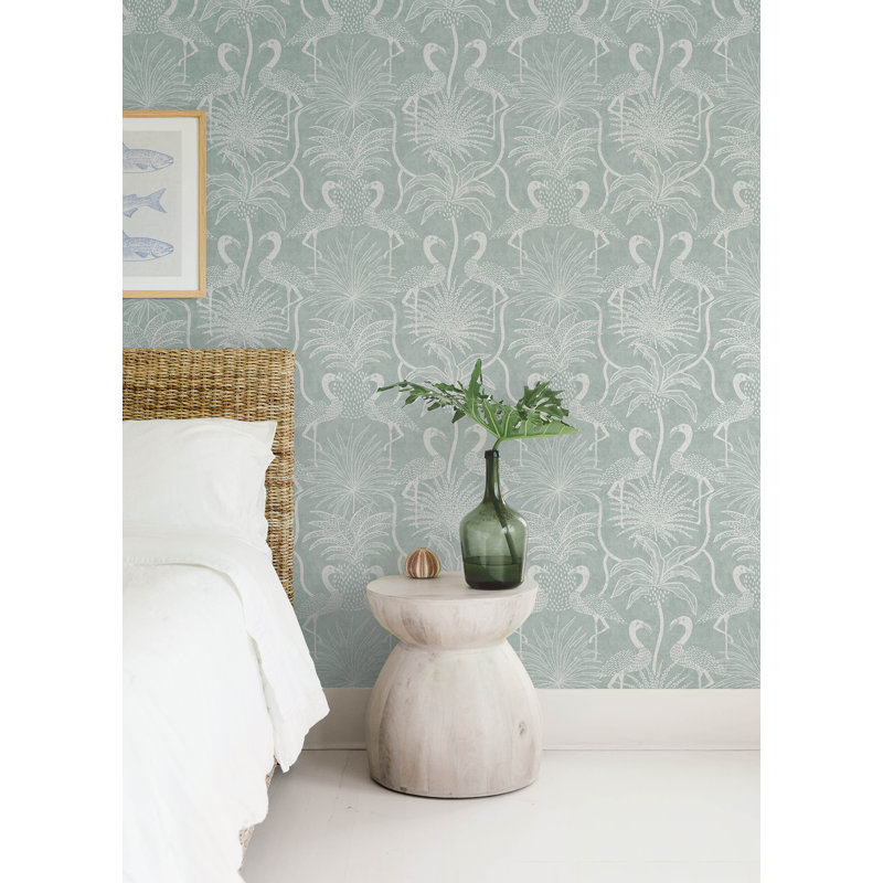 Biscayne Flamingo Beach Wallpaper, Turquoise 