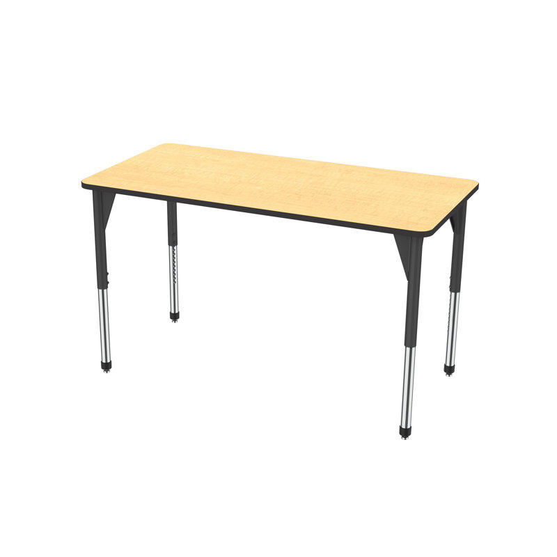 Table d'activité rectangulaire à hauteur réglable Premier Series, H 42 po x L 72 po x l 36 po, Noir, Érable fusion