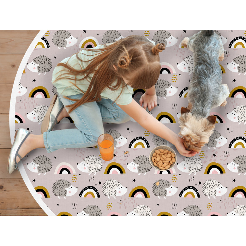 Alexanna Vinyl Machine Printed Area Rug, Round 120cm