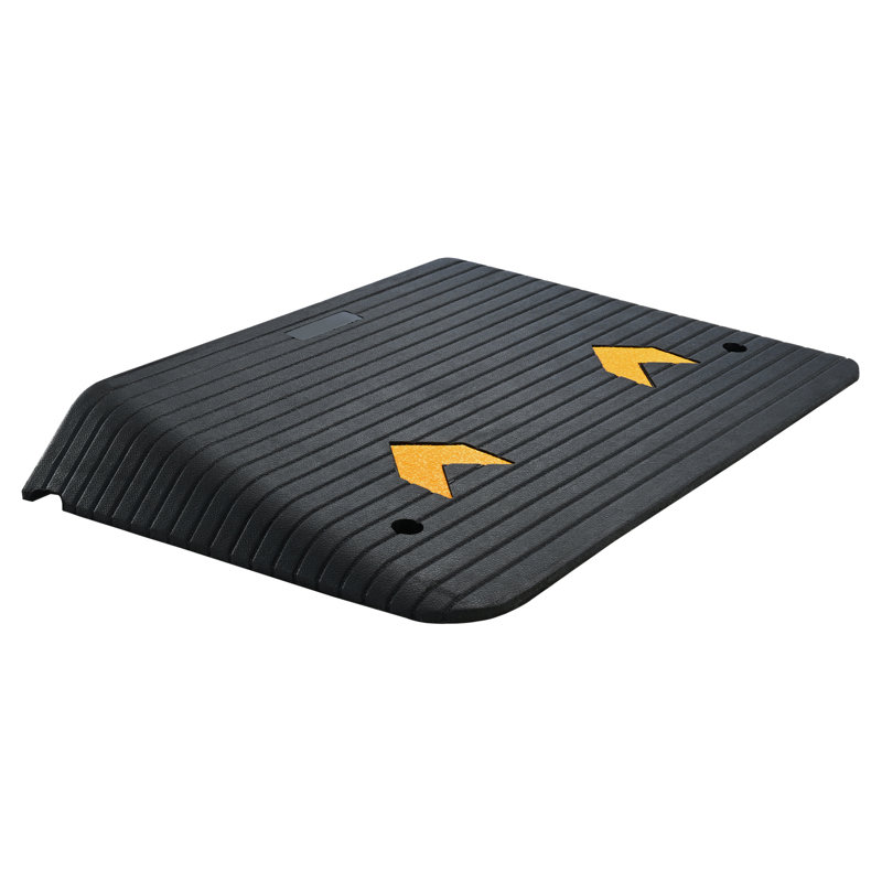 Rampe de seuil en caoutchouc 1 pièce 36,22 po x 25,59 po x 5,12 po Rampe de seuil en caoutchouc 1 pièce noir Capacité de 33069 lb antidérapante avec rainure pour fauteuils roulants