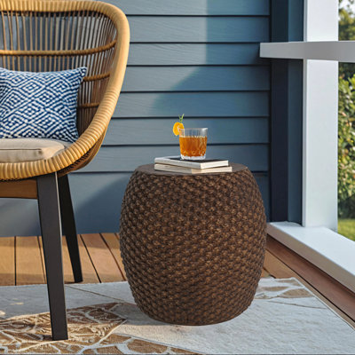 Table d'appoint en faux rotin pour l'intérieur et l'extérieur, fabriquée à la main Mgo