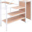 Lit mezzanine en métal blanc avec bureau et grille de pièce polyvalente pour chambre à coucher. Structure robuste pour l'attrait. Jonction de garde-robe peu encombrante. Base en forme de L pratique. Matelas: L 94,1 po x l 56 po x H 67,9 po-1604213306-1604213307