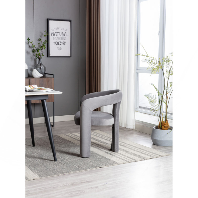 Ensemble de 2 fauteuils d'appoint / de salle à manger / de barils en tissu de velours de conception contemporaine (velours gris)