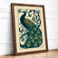 Ornamental Peacock Art Deco - Framed Print-293802560-293802564