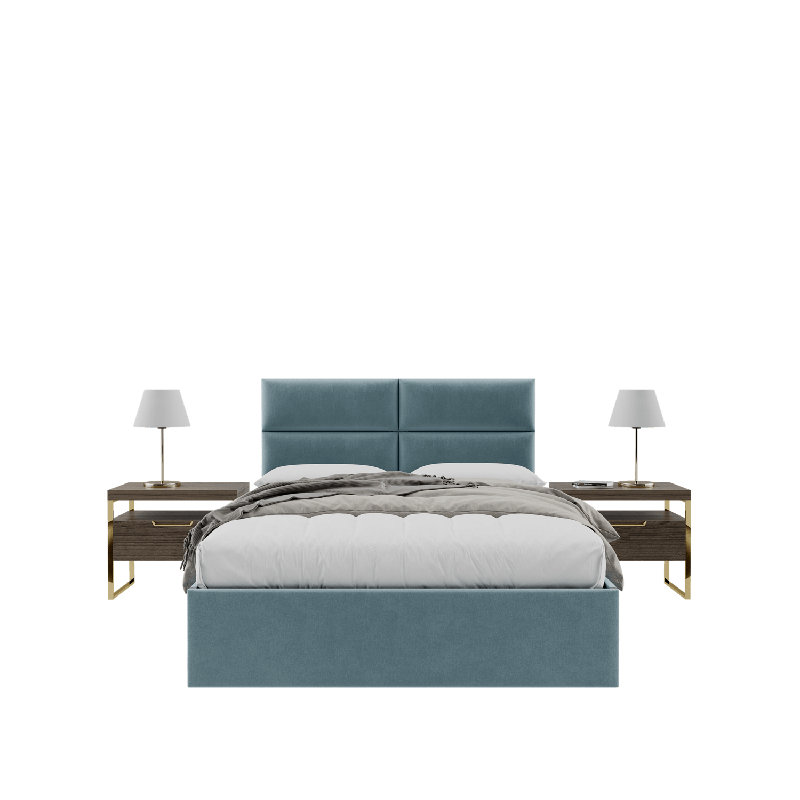 Sapan Upholstered Headboard, Queen, Velvet Micro Fiber Antique Blue
