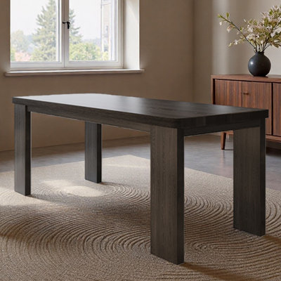 Ash Wood Dining Table Rounded Edge Wide Apron