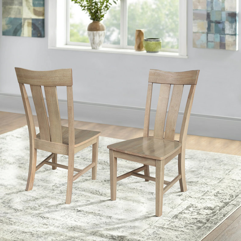  Delisca Solid Wood Slat Back Side Chair, Honey