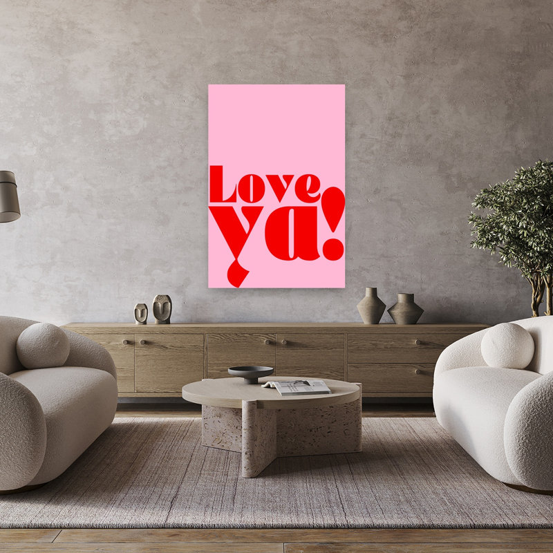 «Sweet Pink Love Ya Bold», impression murale rétro moderne, 48" H x 32" W