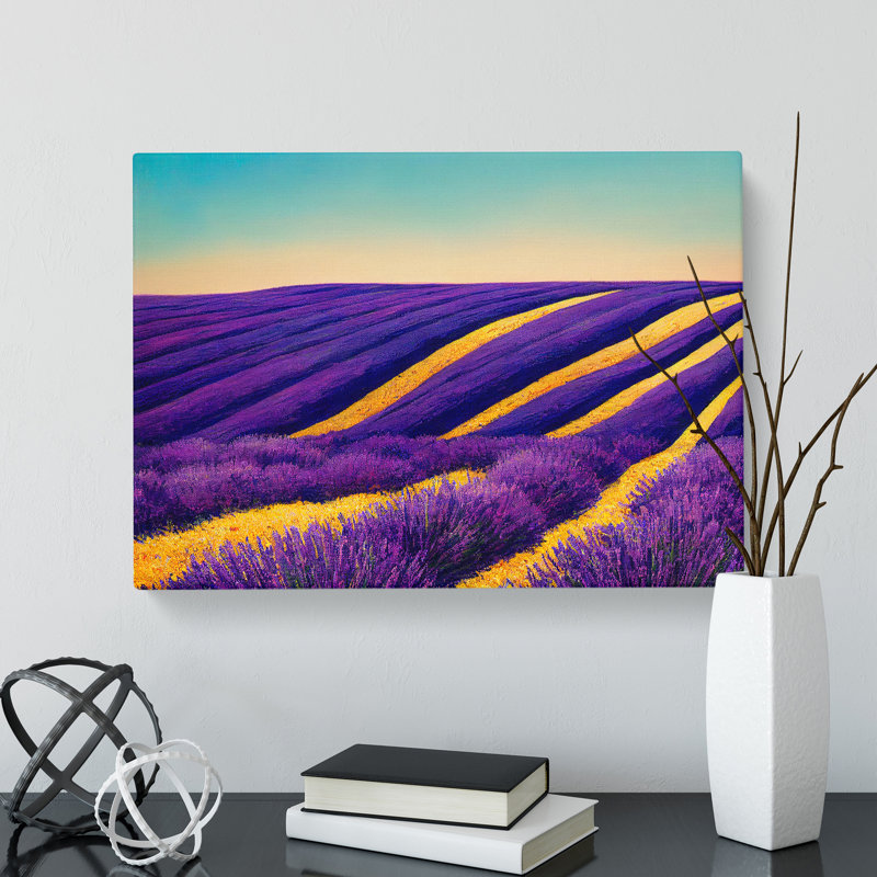 Cute Lavender Flower Field - Wrapped Canvas, 35cm H x 50cm W x 3cm D