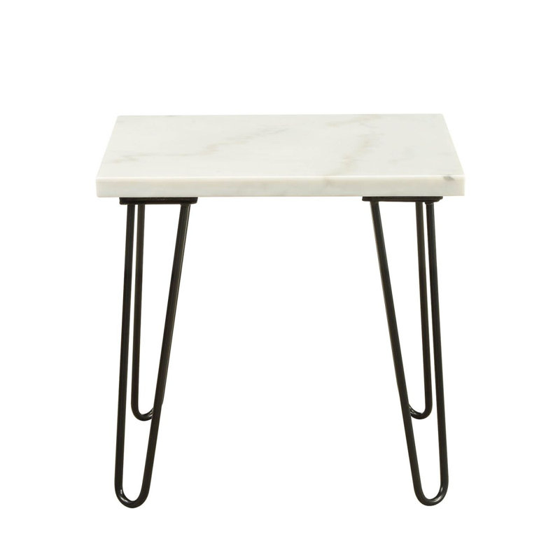 Table de bout en marbre blanc sur base noire