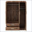 Armoire de rangement à 3 portes avec 2 tiges de suspension et tiroir verrouillable