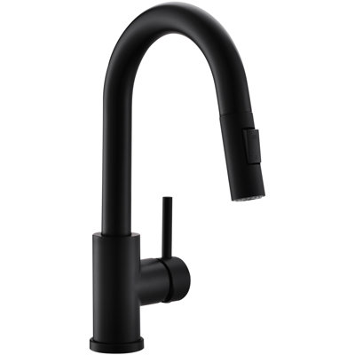 Contemporary Black Kitchen Faucet - Pull Down Spray, Stainless Steel, 360 Rotation For Bar, Prep & Bathroom Sink , Single Handle, Ceramic Filled
