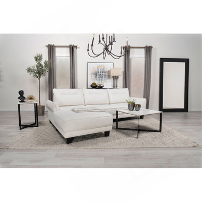 Granholm White Upholstered Curved Arm Sectional Sofa