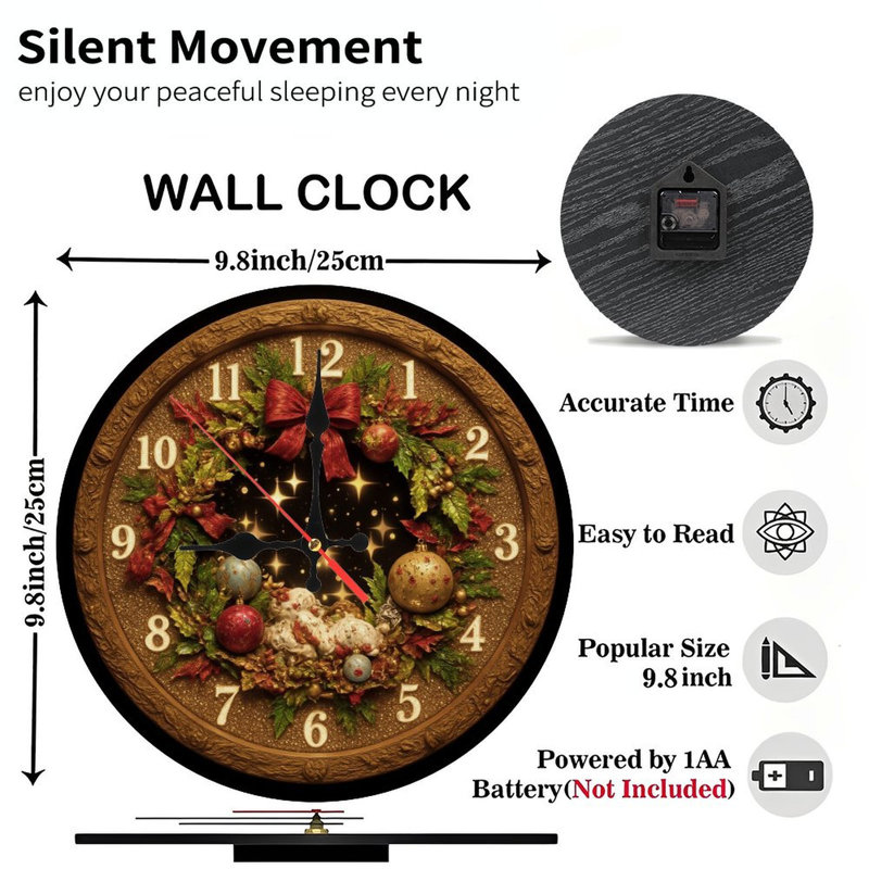 Horloge de Noël avec couronne et agneaux