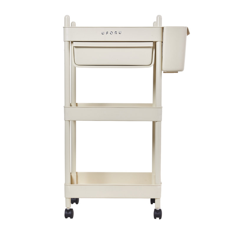 white three-layer trolley, home kitchen rack