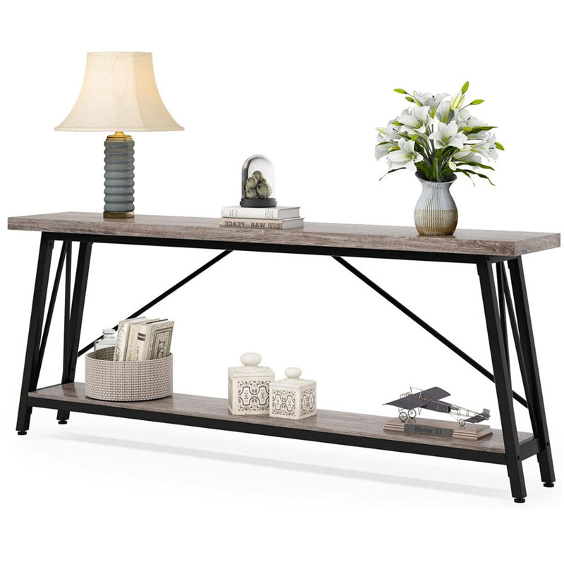 70.9" Extra Long Sofa Table Behind Couch, Industrial Entry Console Table for Hallway, Entryway & Living Room, Gray