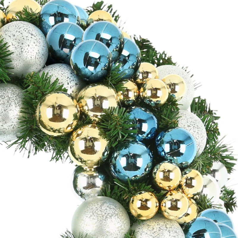 26" Holiday Evergreen Wreath With Ornaments