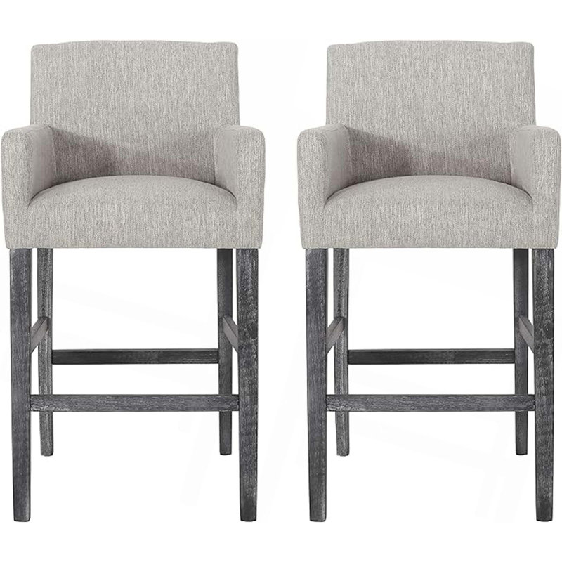 Tabourets de comptoir rembourrés de 30,5 po, Gris, Beige, 2