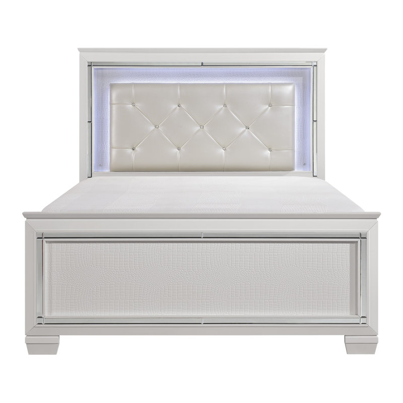 Oscar Upholstered Standard Bed, King, Silver/Gray