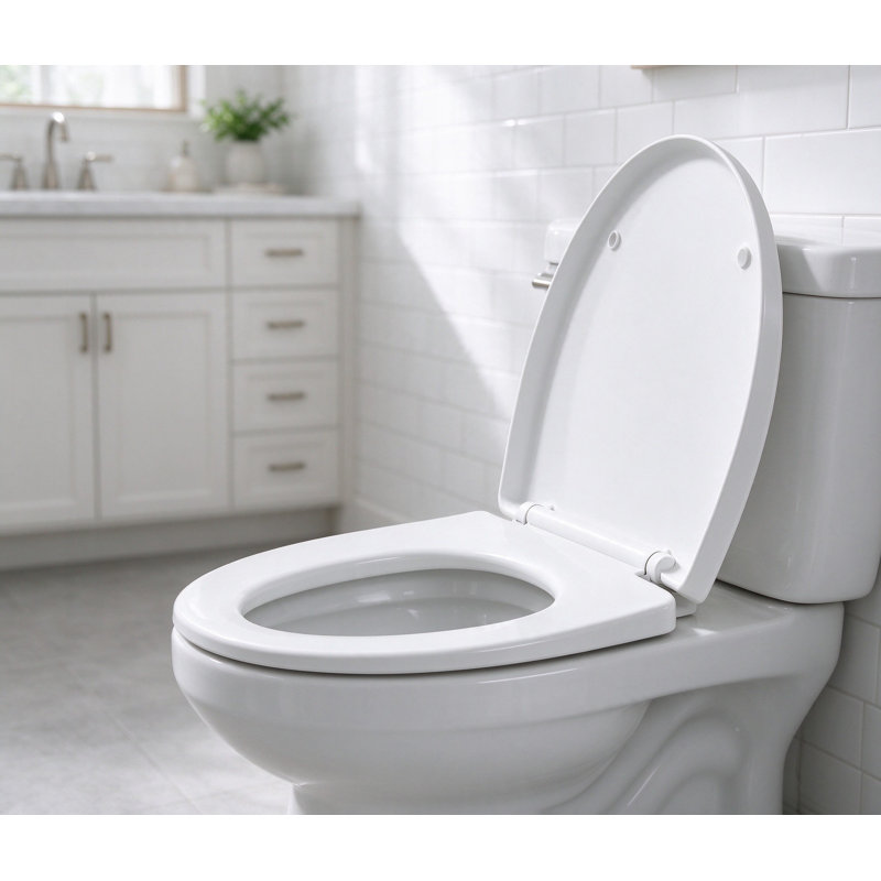 White Elongated Soft Close PP Toilet Seat, Quick Release, Fits Most Elongated Toilets